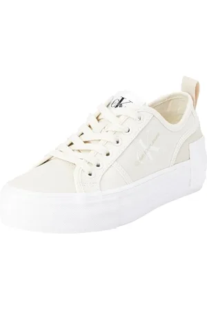 Calvin Klein Jeans Sneakers Vulcanizzate Donna Bold Low con Zeppa, Bianco (Creamy White/Eggshell), 41