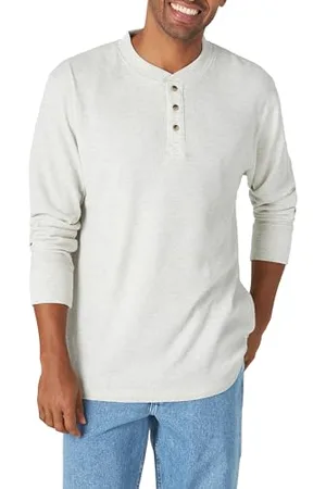 Wrangler Camicia da Uomo a Maniche Lunghe Waffle Henley, (Oatmeal), mélange, XL, , mélange, XL