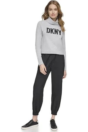 DKNY Felpa a Maniche Lunghe con Logo Turtle Neck Maglia di Tuta, , S Donna