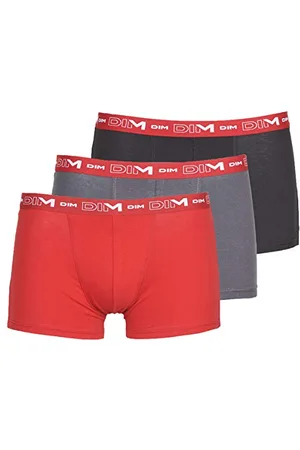 Dim Boxer in Cotone Elasticizzato Traspirante Supporto Ottimale Uomo x3, Grigio Piombo/Rosso Chill/Nero, XL