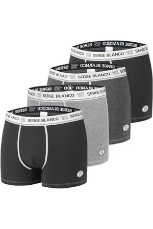 Serge Blanco Boxer Uomo Cotone, traspirante, elasticizzato, set di 4, Nero, Grigio, Taglie M