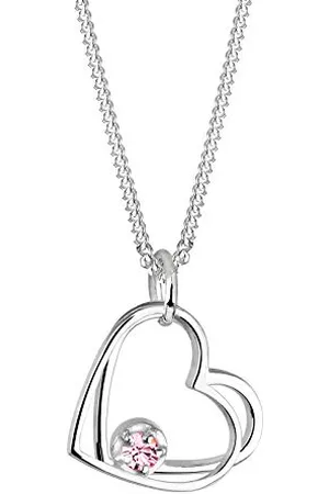 Elli Collana Donna Ciondolo e Solitario a Forma di Cuore con Cristallo in Argento Sterling 925