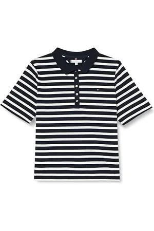 Tommy Hilfiger CRV 1985 Reg Pique STP Polo SS WW0WW42755 Maniche Corte, (Breton Desert Sky/Ecru), 54 Donna