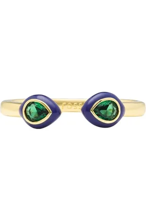 Fossil Candy Jewels Toi Et Moi Anello da donna pietra di vetro smaltata blu verde, JA7198710, (Gold), 5