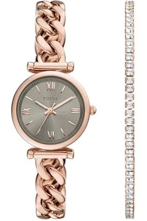 Fossil Carlie Orologio per donna, movimento al quarzo con cinturino in acciaio o in pelle