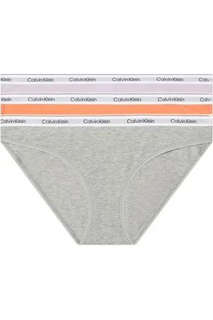 Calvin Klein 3 Pack Bikini (Low-rise) 000qd5207e, Mutandine bikini Donna, (Cadmium Orng/Gry Htr/Lavender Blue), XXL
