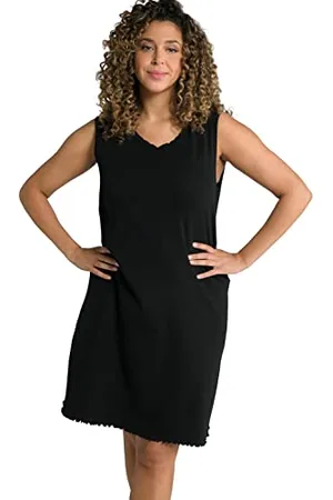 Ulla Popken Abito, Bordi ondulati, Linea A, a Costine, Cotone Biologico Vestito, , 52-54 Donna
