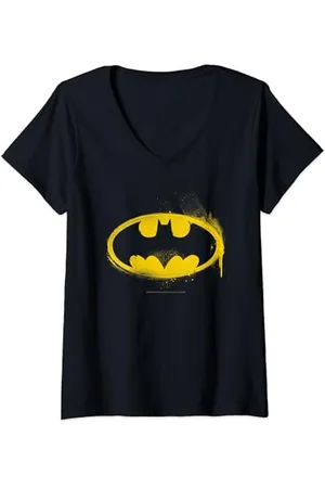DC Comics Originals Donna Batman Logo Maglietta con Collo a V