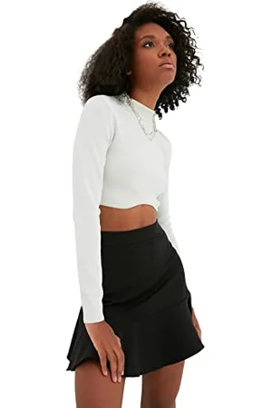 Trendyol Woman Basics-Mini Gonna in Tessuto a Sirena con Orlo a Volant, , 42 Donna