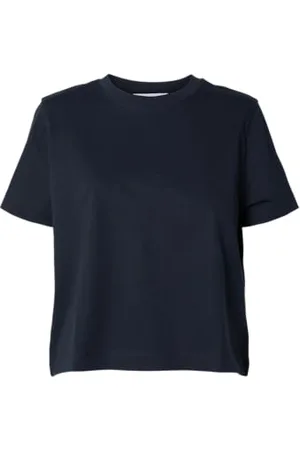 SELECTED Slfessential SS Boxy Tee Noos T-Shirt, Zaffiro Scuro, L Donna
