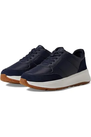 FitFlop F-Mode Leather/Suede Flatform Sneakers, Scarpe da ginnastica Donna, Blu (Midnight Navy), 37 EU