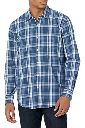 Amazon Camicia Casual in Popeline a Maniche Lunghe vestibilità Regular Uomo, , L