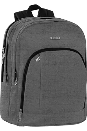 COMIX Zaino Scuola, Università e Lavoro, con 3 Ampi Scomparti, Alloggio Porta PC, Tasca Frontale, Chiusura a Zip e Spallacci Regolabili, 32x43Hx23 cm, 31 L, Color Grigio