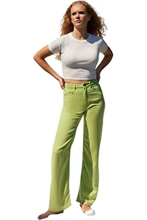 Trendyol Jeans da Donna Care a Vita Alta Gamba Larga Pantaloni, , 46