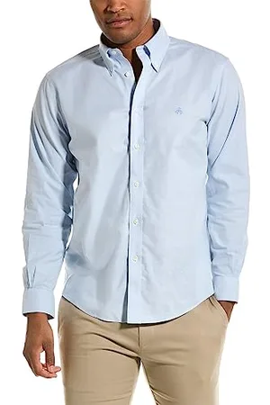 Brooks Brothers Camicia Sportiva Oxford Elasticizzata da Uomo a Maniche Lunghe Non Stirata Tinta Unita Non Stirata Oxford Sport Shirt Manica Lunga Tinta Unita, , XL