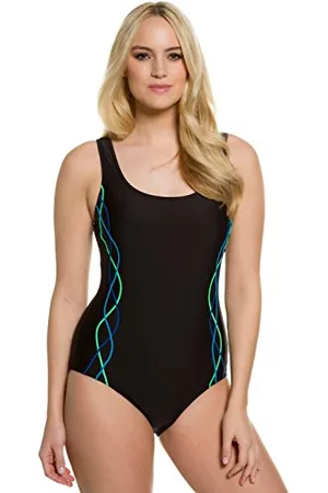 Ulla Popken Costume da Bagno, Pipings, Fascia sotto Il Seno, Fodera Anteriore Donna, (Schwarz 10), 56