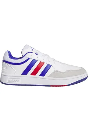 adidas Hoops 3.0 Shoes, Scarpe Uomo, Cloud White/Lucid Blue/Better Scarlet, 38 2/3 EU