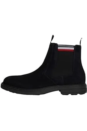 Tommy Hilfiger Uomo Stivaletti Chelsea in Pelle Scamosciata, Blu (Desert Sky), 46