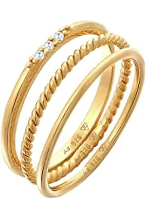 Elli An Donne Impilamento di Base Set di 3 con Cristalli di Zirconia in Argento Sterlino 925