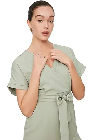 Trendyol Women Mini Ruffle Hem Regular Fit Woven Dress Vestito, , 46 Donna