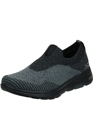 Skechers Gowalk 5 Merrit-Scarpe Maglia, Elasticizzate, da Corsa, Ginnastica Uomo, Nero Grigio Scuro, 40 EU