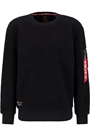 Alpha Industries Teddy Felpa da Uomo Pullover, Black, Small