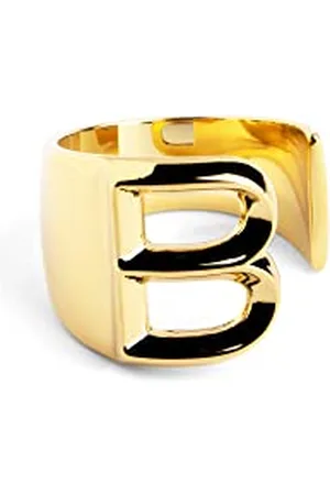 SINGULARU Anello Personalizzato Letter Signet. Massiccio Regolabile. Ottone con Finitura Placcata 18Kt. Taglia Unica. Gioielli da Donna. Lettera B
