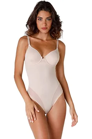 Lovable Body Modellante e Contenitivo Ferretto, Microfibra e Tulle, Coppe Preformate e non Imbottite, Shapewear, Millenium Equilibre Donna, (Skin), 36 / 4C