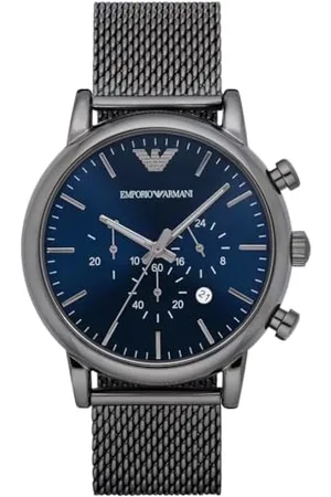 Emporio Armani Orologio da Uomo, Movimento Cronografo, Cassa in Acciaio Inossidabile da 46 mm con Bracciale in Acciaio Inossidabile, AR1979, , 46 mm