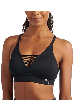 PUMA Seamless Sports Bra Reggiseno Sportivo, Opaque, Nero/Metallizzato, L Donna