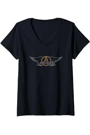 Aerosmith Logo vintage ali Maglietta con Collo a V