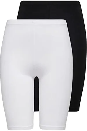 ONLY Onllive Love City Shorts 2PACK Jrs Pantaloni da Ciclismo, Nero/Confezione: Bianco, S (Pacco da 2) Donna