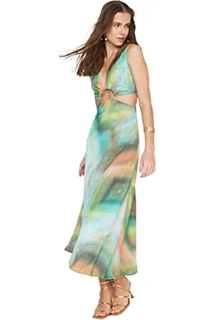 Trendyol Donna Regular Fit Woven Dress Abito Maxi A-Line con vestibilità Regolare, , 38