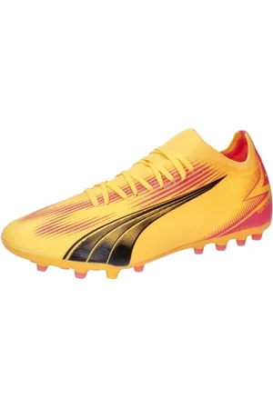PUMA Men Ultra Match Mg Soccer Shoes, Sun Stream- Black-Sunset Glow, 41 EU