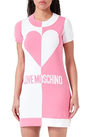 Moschino Short-Sleeved Tube Dress, Fucsia White, 48 Donna