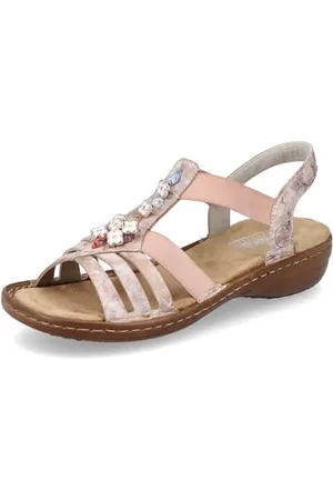 Rieker Donna Sandali 60855, Signora Sandali,Scarpa Estiva,Sandalo Estivo,Comodo,Piatto,Rosa (Rosa / 31),41 EU / 7.5 UK