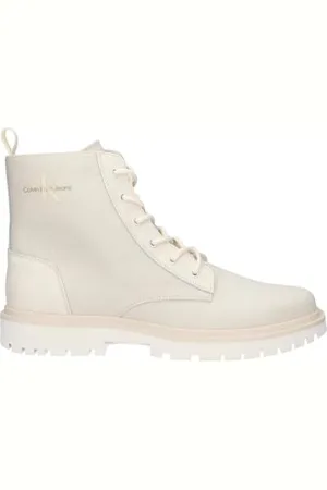 Calvin Klein Uomo Stivali Mezza Gamba con Lacci, Bianco (Triple Creamy White), 44