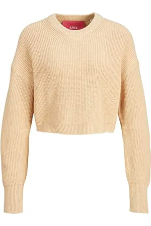 JJXX Jxcarlota LS Twist Cropped CN Knit Maglione, Beige, XL Donna