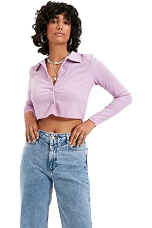 Trendyol Camicetta in Maglia con Colletto Standard Aderente Donna Camicia, , XS