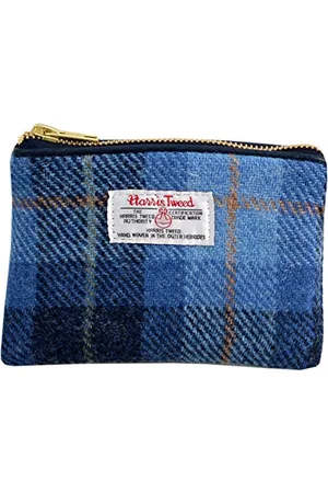 Vagabond Bags Ltd Vagabond Bags Harris Tweed Blue Check Cosmetic Bag Beauty Case, 16 cm, (Mid Blue)