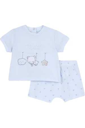 chicco Completo Neonata con T-shirt e Pantaloncini Corti, con Apertura sulla Schiena con Bottoncini, con Grafiche Moderne e alla Moda, in Cotone, Lavabile in Lavatrice, 0-24 Mesi, Designed in Italy
