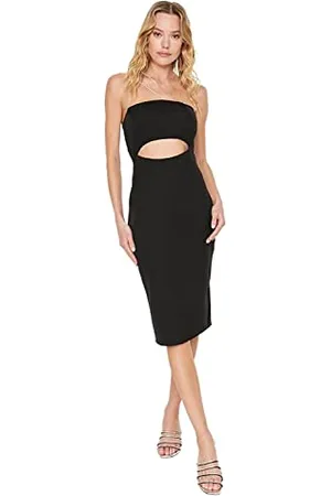 Trendyol Mini Skater Regular Dress Vestito, Black, 48 Donna