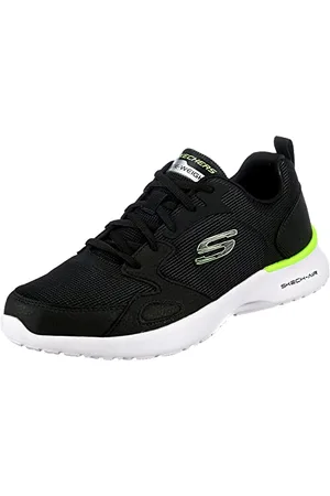 Skechers Skech-air Dynamight Venturik, Scarpe da ginnastica Uomo, Nero Sintetico Tessile Lime Trim, 43 EU