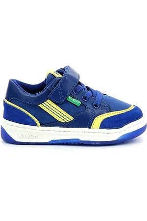 Kickers Kuic, Scarpe da Ginnastica Unisex-Bambini, Blu Marino Giallo, 20 EU