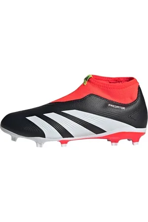 adidas Predator 24 League Laceless Firm Ground Boots, Scarpe da Calcio Unisex-Bambini, Core Black/Cloud White/Solar Red, 28 EU