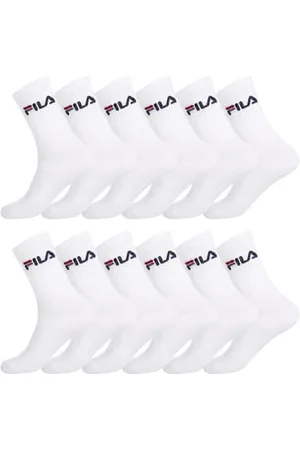 Fila Calzini Uomo sportivo in Traspirante, set di 12 Calze Uomo Lunghe, allenamento e traspirante, Bianchi, Taglie 39/42