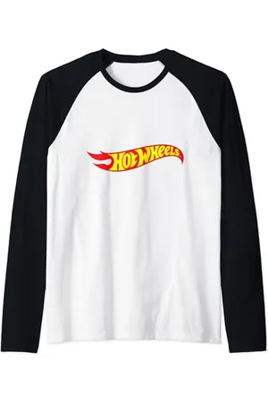 Hot Wheels Maglietta per Adulti, Ufficiale, Logo Maglia con Maniche Raglan