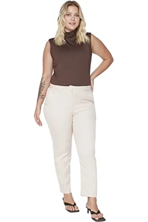 Trendyol Sigaretta a Vita Normale Donna Pantaloni Plus Size, , 50