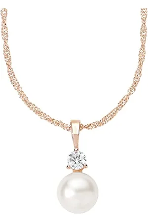 Amor Collana con Ciondolo Collana da Donna in Argento 925, con zirconi sintetici, con perle di cera, 45 cm, colore , Fornita in confezione regalo per gioielli