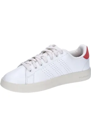 adidas Advantage Premium Leather Shoes, Scarpe Uomo, Core White/Core White/Bright Red, 44 EU